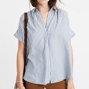 Madewell Button Down Top in Chambray Stripe